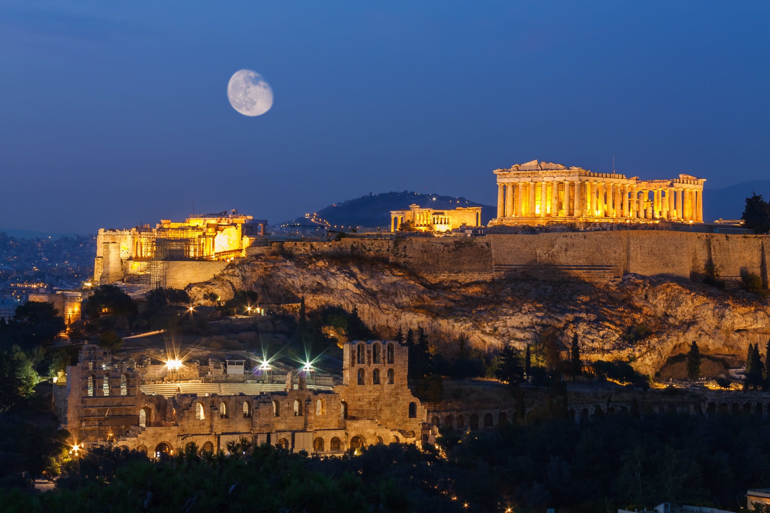 Parthenon,And,Herodium,Construction,In,Acropolis,Hill,In,Athens,,Greece