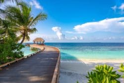 DUSIT THANI MALDIVES, MALDIVES, SEPTEMBER 24, 2017: Foot path to