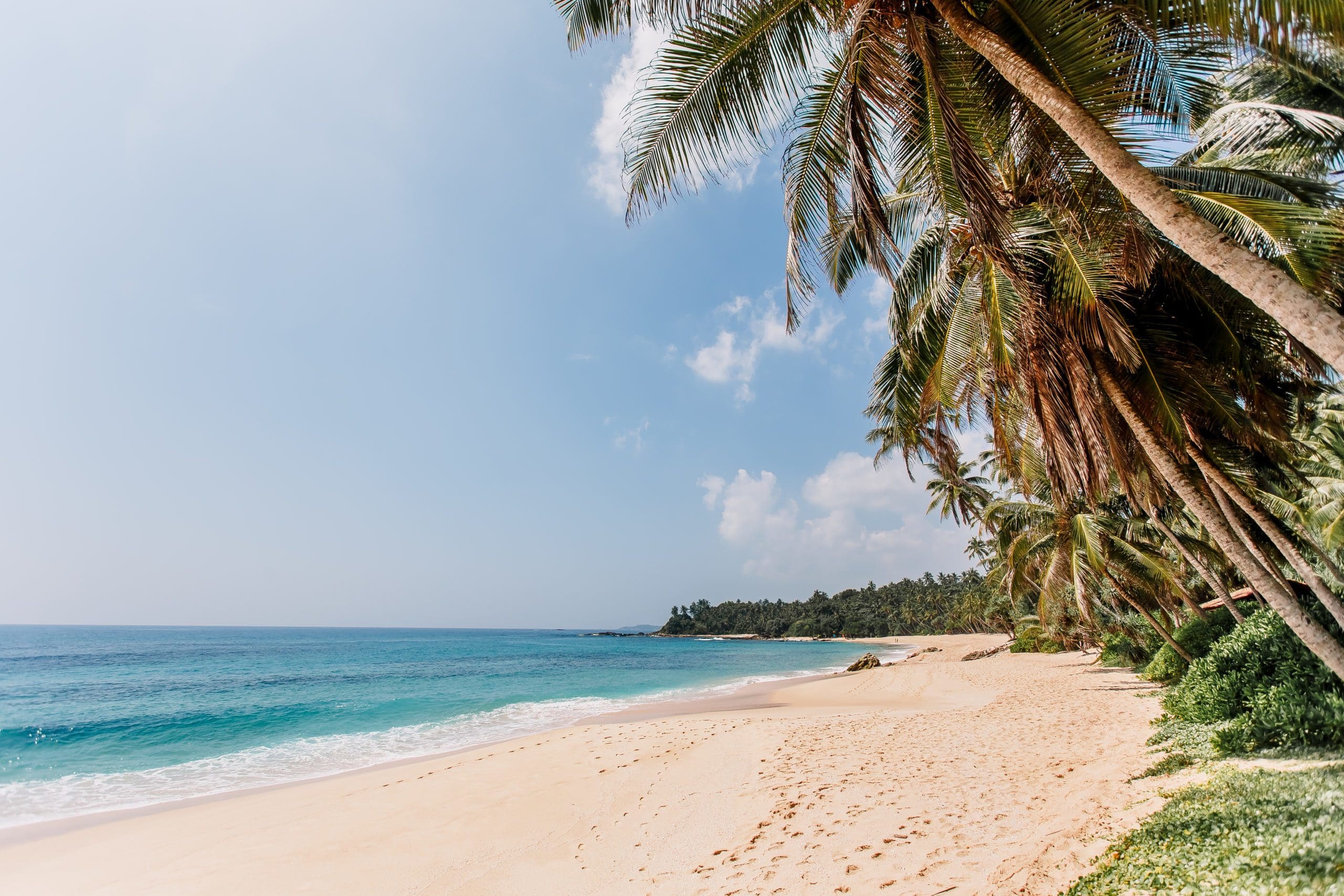 White,Sand,&,Blue,Water,In,Tangalle.,Amanwella,Beach,With