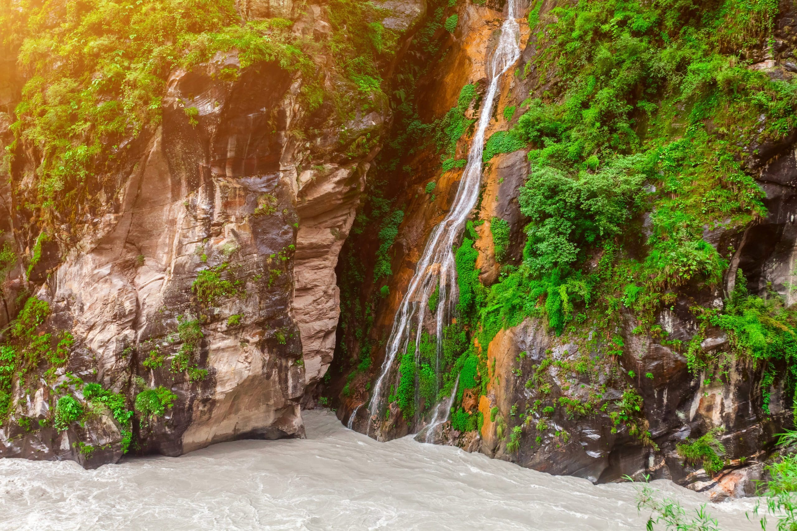 waterfall and river in Nepal