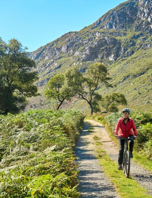 Nice,Senior,Woman,On,Mountain,Bike,,Cycling,At,Lough,Beagh